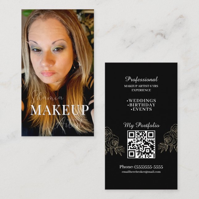 Professional Makeup Artist Photo Card QR Code (Front/Back)