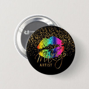 Professional Makeup Artist - Rainbow Lips 2 Inch Round Button