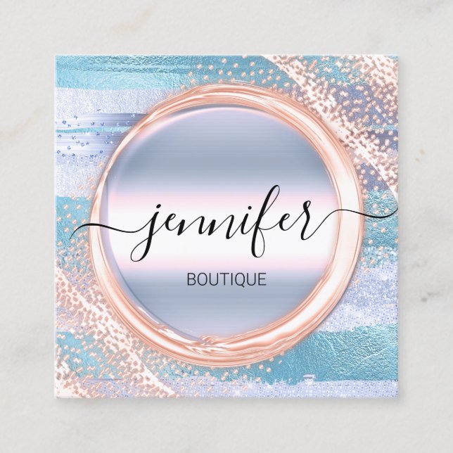 Professional Makeup Artist Rose Pastels Logo Square Business Card (Front)