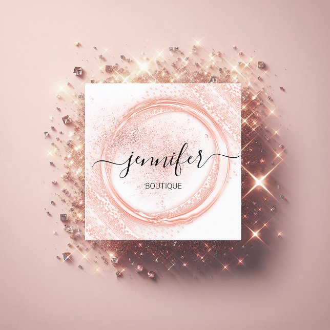 Professional Makeup Artist Rose White Powder Logo Square Business Card (Professional Makeup Artist Rose White Powder Logo Square Business Card)