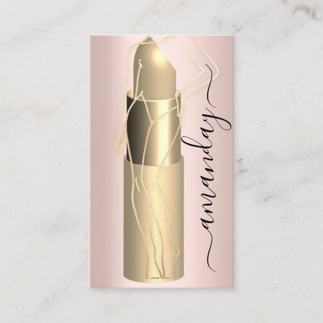 Professional Makeup Body Lipstick QR Code Rose Business Card (Front)