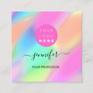 Professional Makeup Boutique Logo QRCode Unique Square Business Card