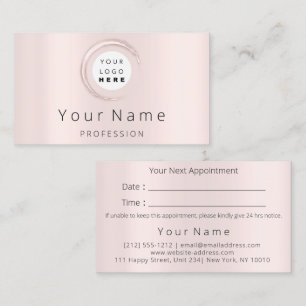 Professional Makeup Hair Wax Lashes Rose Frame Appointment Card