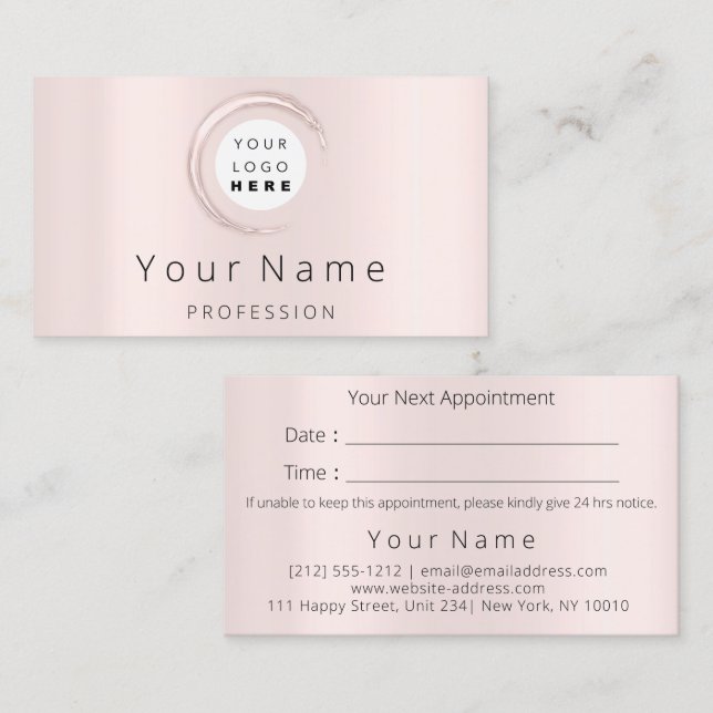 Professional Makeup Hair Wax Lashes Rose Frame Appointment Card (Front/Back)