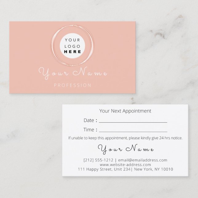 Professional Makeup Hair Wax Lashes Rose Modern Appointment Card (Front/Back)