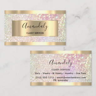 Professional Makeup Holograph Rose Gold Glitter Bu Business Card