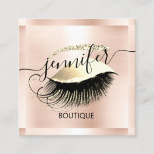 Professional Makeup Lash Shop QR Code Gold Logo Square Business Card