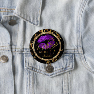 Professional Makeup - Purple, Black and Marble 3 Inch Round Button