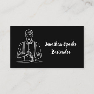 Professional Male Bartender Black and White Business Card