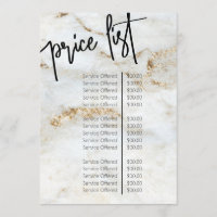 Professional Marble Nail Salon Price List Menu