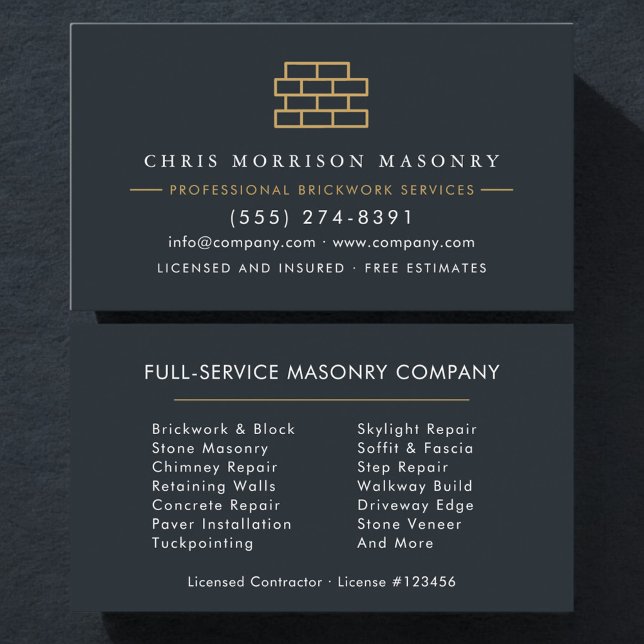 Professional Masonry Bricklayer Brick Company Business Card (Creator Uploaded)