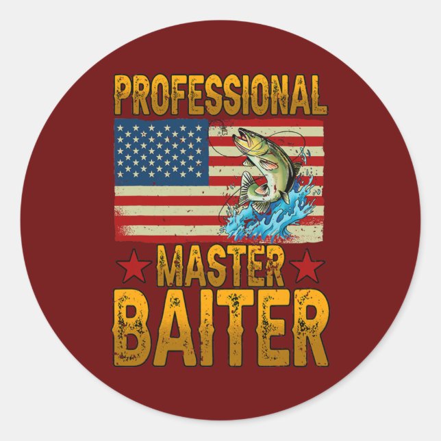 Professional Master Baiter Fisherman American  Classic Round Sticker (Front)