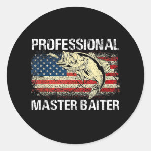Professional Master Baiter Retro American Flag Classic Round Sticker