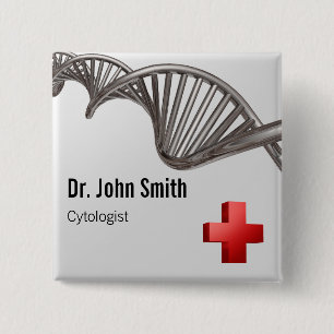 Professional Medical 3D Symbol Cross DNA 2 Inch Square Button