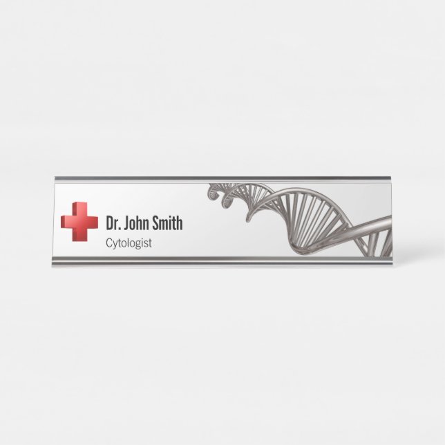 Professional Medical 3D Symbol Cross DNA Desk Name Plate (Front)