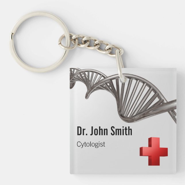 Professional Medical 3D Symbol Cross DNA Keychain (Front)