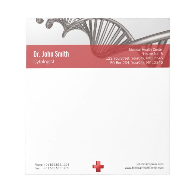 Professional Medical 3D Symbol Cross DNA Notepad (Front)