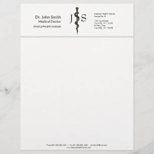 Professional Medical Asclepius Black Simple White Letterhead