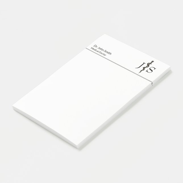 Professional Medical Asclepius Black White Simple Post-it Notes (Angled)
