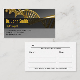 Professional Medical Luxury DNA Strand Gold Appointment Card