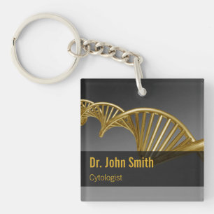 Professional Medical Luxury Gold DNA Strand Keychain