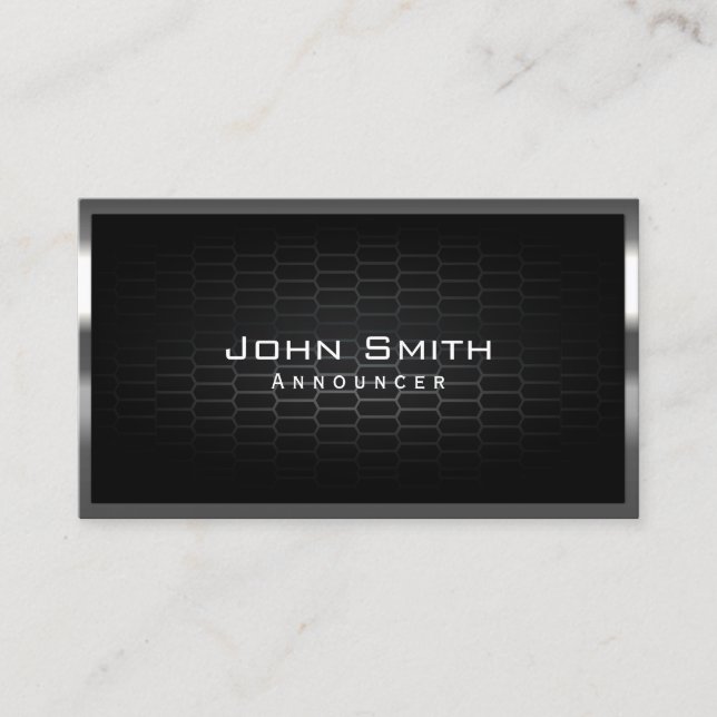Professional Metal Cells Announcer  Business Card (Front)