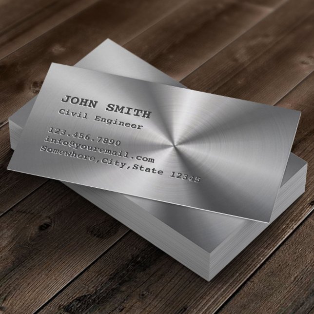Professional Metal Civil Engineer Business Card (Creator Uploaded)
