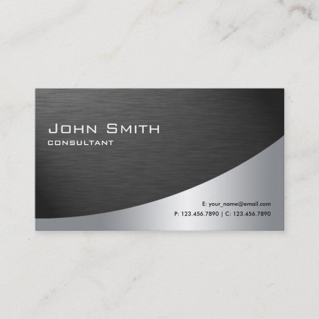 Professional Metal Elegant Modern Plain Black Business Card (Front)