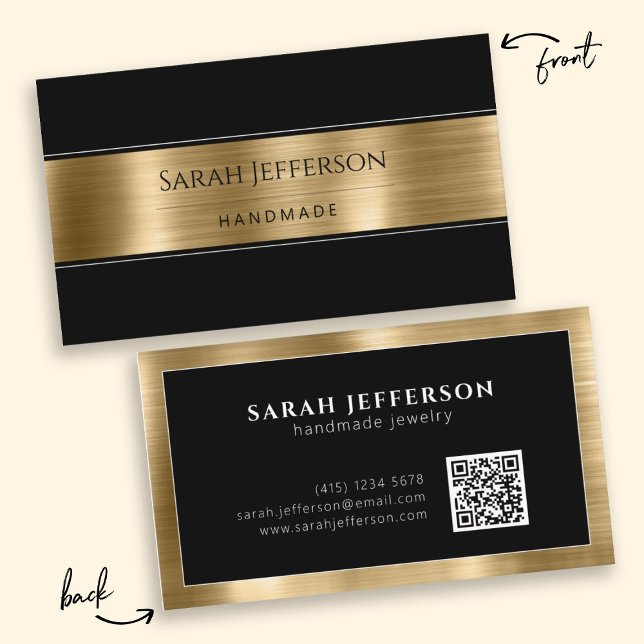 Professional Metallic Gold Black Simple Elegant QR Business Card (Professional Metallic Gold Black Simple Elegant QR Business Card)