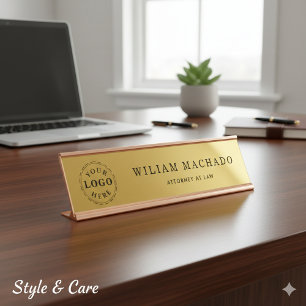 Professional Metallic Gold Name Plate for Attorney
