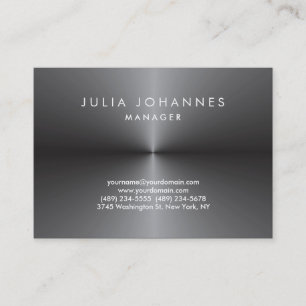Professional Metallic Silver Gray Plain Trendy Business Card