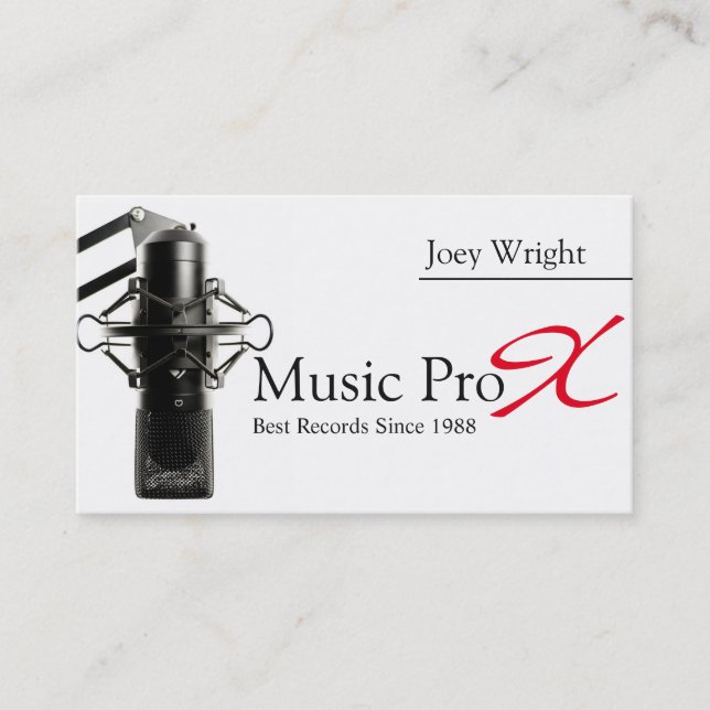 Professional Microphone Music Recording Studio Business Card (Front)