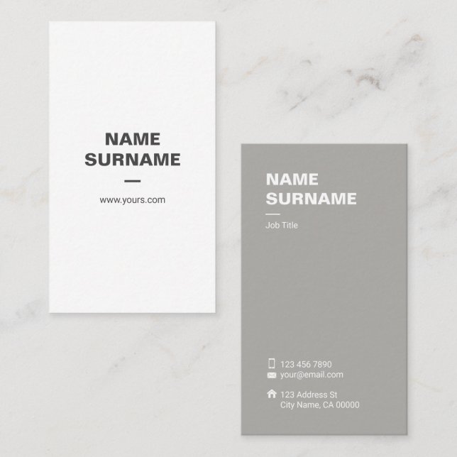 Professional Mini Typo Grey Vertical Business Card (Front/Back)