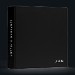 Professional Minimal Black White Monogram Initials Binder<br><div class="desc">Professional binder features a minimal design in a classic black and white colour palette. Custom monogram initials presented in the lower right hand corner in stylish simple font. Shown with a custom monogram initials in modern typography on the front cover and personalized name on the spine, this personalized business binder...</div>