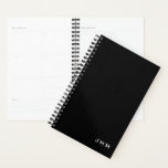 Professional Minimal Black White Monogram Initials Planner<br><div class="desc">Professional business planner features a minimal design in a modern black and white colour palette. Custom monogram initials presented in the lower right hand corner in stylish simple classic font. Shown with a custom name and monogrammed initials on the front in modern typography, this personalized business planner is designed with...</div>