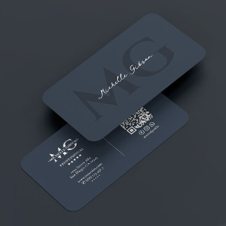 Professional Minimal Charcoal Blue  Business Card