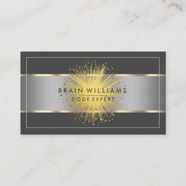  Professional Minimal Elegant Black Gold Finance  Business Card (Front)