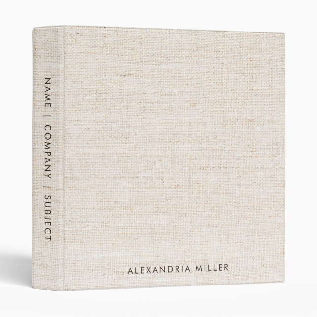 Professional Minimal Faux-Canvas Print Monogram Binder (Front/Spine)