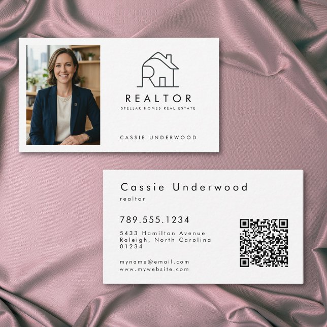 Professional Minimal Modern Real Estate QR Code Business Card (Professional Minimal Modern Real Estate QR Code Business Card)