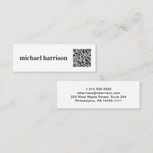 Professional Minimal Modern Typography QR Code Mini Business Card