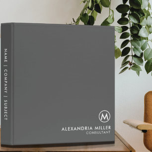 Professional Minimal Monogram Gray Binder