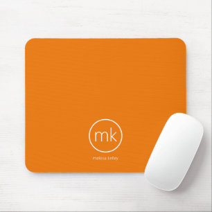 Professional Minimal Monogram Tangerine Orange Mouse Pad