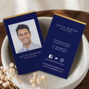 Professional & Minimal Real Estate Agent Photo Business Card