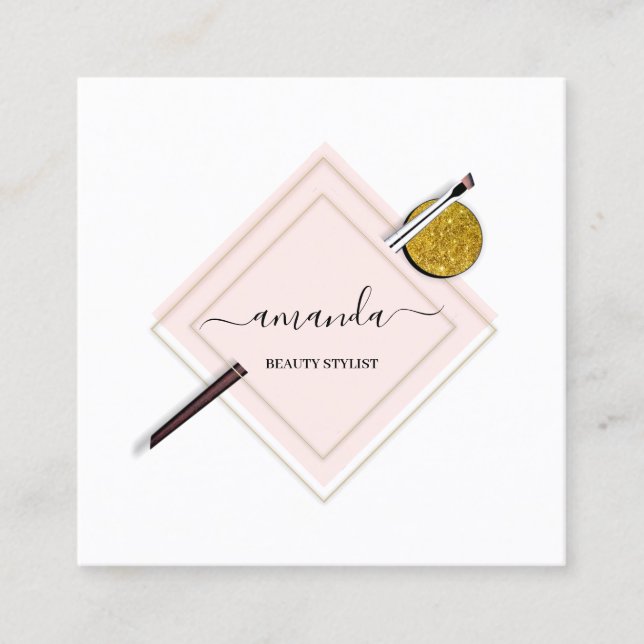 Professional Minimalism Frame Pink Rose Blush Square Business Card (Front)