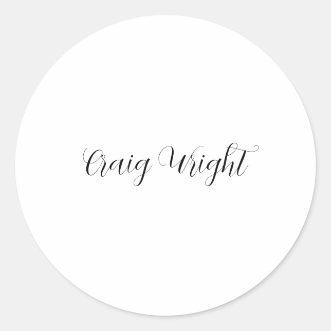 Professional Minimalist Add Name Personalized Classic Round Sticker (Front)