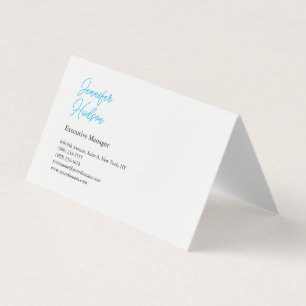 Professional minimalist azure blue calligraphy business card