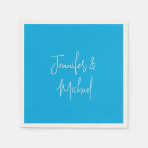 Professional minimalist azure blue calligraphy napkin