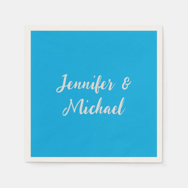 Professional minimalist azure blue calligraphy napkin (Front)