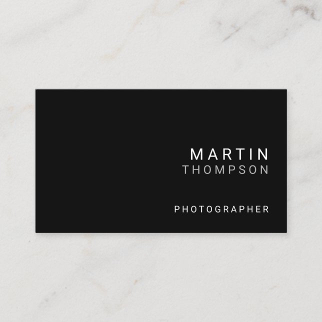 Professional Minimalist Black Business Card (Front)