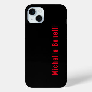 Professional Minimalist Black Red Modern Plain iPhone 15 Mini Case